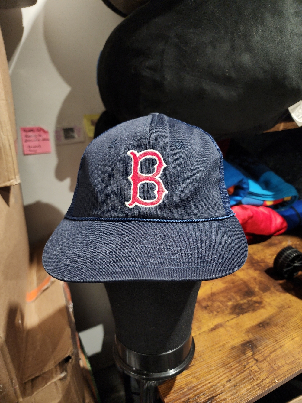 Vintage Boston Red Sox Trucker Snapback Hat Mesh Cap Blue MLB